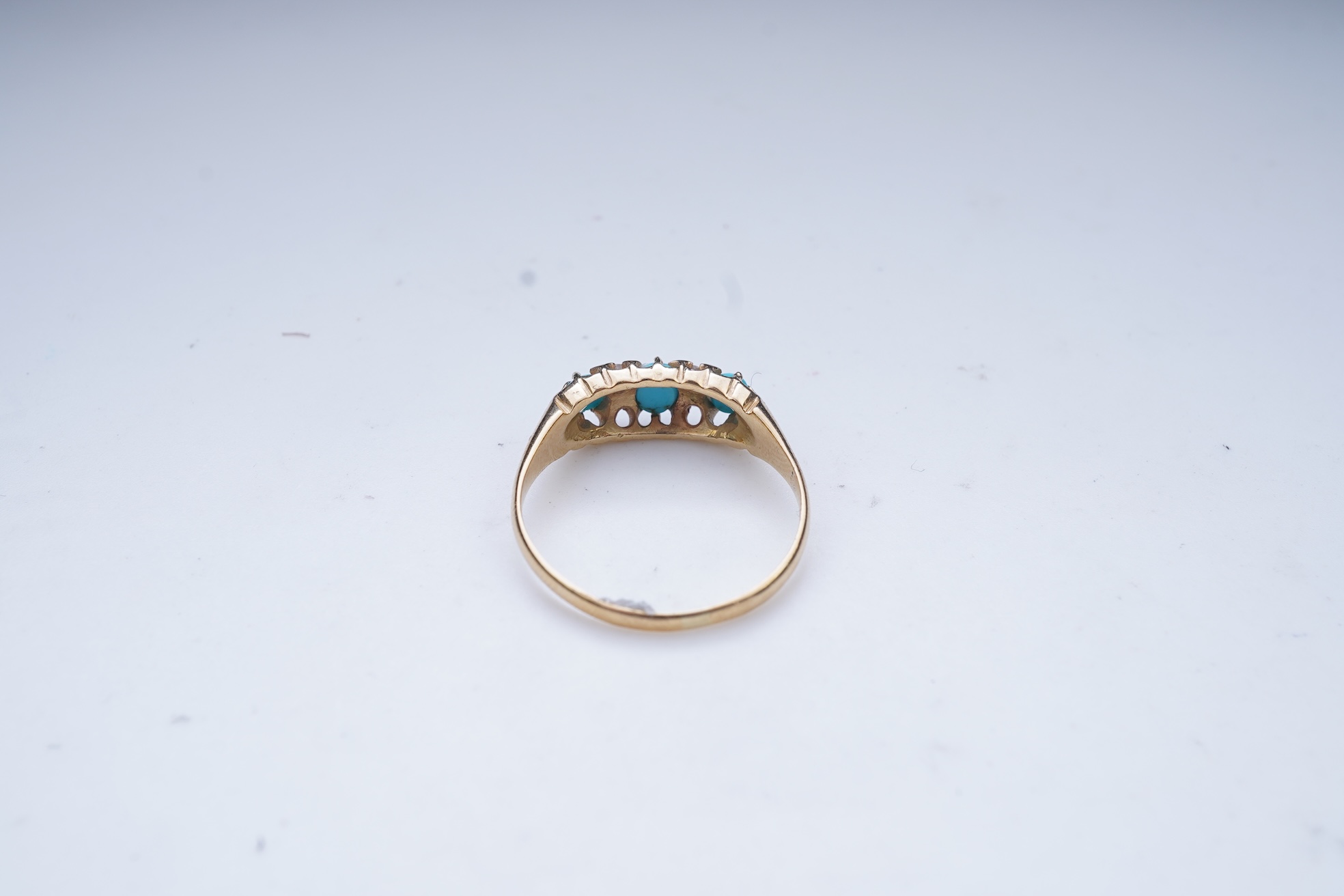 A turquoise and diamond ring, late 19th/early 20th century
